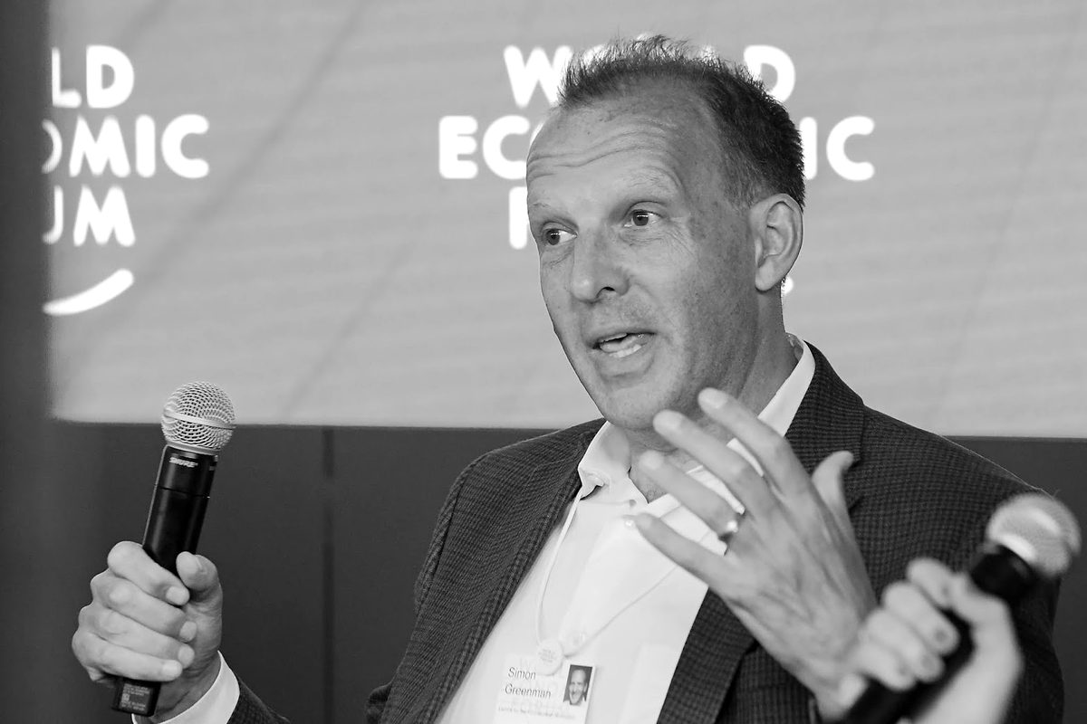 Simon Greenman speaking on a World Economic Forum panel
